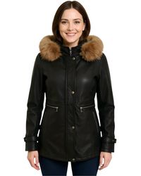 Infinity Leather - Hooded Parka Jacket-Charleville Lamb Leather - Lyst