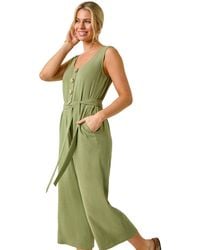 Roman - Petite Button Front Jumpsuit - Lyst