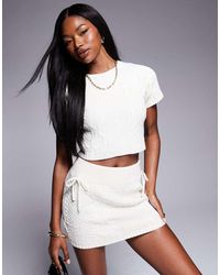 Kaiia - Exclusive Cable Knit Short Sleeve Cropped Jumper Co-Ord - Lyst