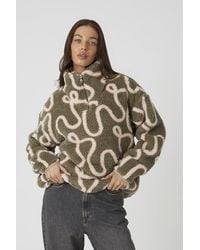 Brave Soul - Sherpa Fleece Squiggle Print Sweatshirt - Lyst