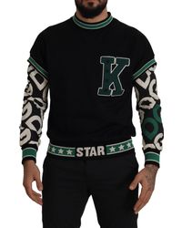 Dolce & Gabbana - Groene Katoenen Crewneck Trui - Lyst