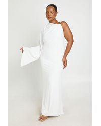 Boohoo - Plus Double Layer Asymmetric Trim Detail Maxi Drerss - Lyst