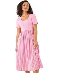 Roman - Textured Stripe Midi Dress - Lyst