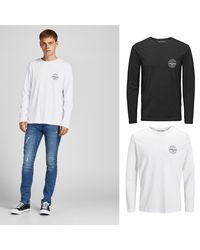 Jack & Jones - Crew Neck Long Sleeve T-Shirts 2 Pack Premium Cotton Xxl - Lyst