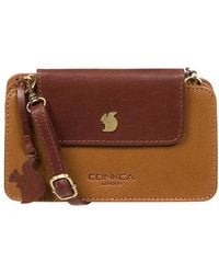 Conkca - 'Little Wonder' Dark & Conker Leather Cross Body Clutch Bag - Lyst