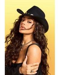 Boohoo - Studded Felt Detail Western Cowboy Hat - Lyst