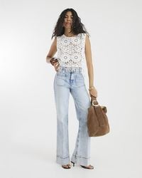 River Island - Wide Leg Jeans High Waisted Front Pocket Cotton - Lyst