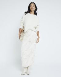 River Island - Midi Pencil Skirt Petite 3D Texture - Lyst