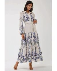 Hiccup - Floral Print Maxi Dress With Shirt Collar - Lyst