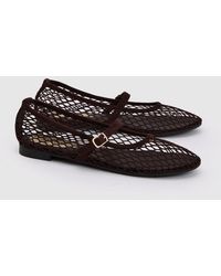 Oasis - Tilly Mesh Mary-Jane Faux Leather Ballet Pumps - Lyst