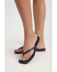 Boohoo - Wide Fit Square Toe Flip Flops - Lyst