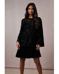 Oasis - Devore Contrast Mini Dress - Lyst