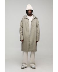 BoohooMAN - Tall Regular Fit Button Through Hooded Mac - Lyst