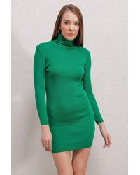 Bigdart - Rippstrick-Turtleneck-Mini-Strickkleid - Lyst