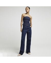River Island - Straight Jeans High Waisted Relaxed Cotton - Lyst