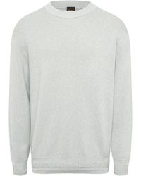 BOSS - Crew Neck Ribbed Collar Long Sleeve Sweater - Lyst
