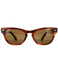 Ray-Ban - Rectangle Striped Havana Polarized Sunglasses - Lyst