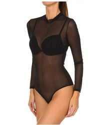 Guess - Long Sleeve Microtulle Bodysuit Polyamide - Lyst