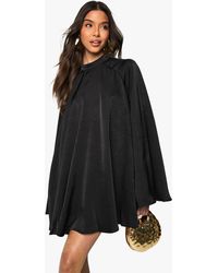 Boohoo - Textured Satin Open Back Swing Playsuit - Lyst