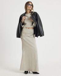 River Island - Midi Skirt Hammered Faux Leather Pu - Lyst