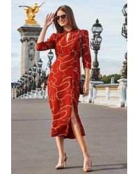 Sosandar - Chain Print Keyhole Detail Midi Dress - Lyst