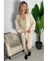 Femme Luxe - Knitted Long Sleeve Pocket Detail Ribbed Cardigan - Lyst