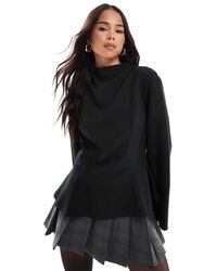 ASOS - Waisted Peplum Top With Flare Sleeves - Lyst