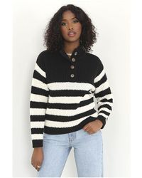 Brave Soul - 'Smithy' Striped Button Detail Knitted Jumper - Lyst