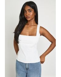 Boohoo - Fitted Square Neck Cinched Strappy Top - Lyst