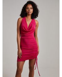 Pink Vanilla - Cowl Neck Slinky Shimmer Mini Dress - Lyst