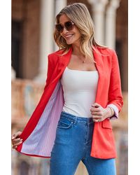 Sosandar - Summer Striped Print Lining Linen Blazer Viscose/Linen - Lyst