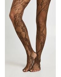 Boohoo - Large Scale Floral Lace Fishnet Tights - Lyst