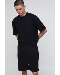 BoohooMAN - Oversized Boxy T-Shirt & Drop Crotch Shorts Set - Lyst