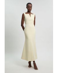 Karen Millen - Compact Stretch High Neck Clean Pencil Midi Dress - Lyst
