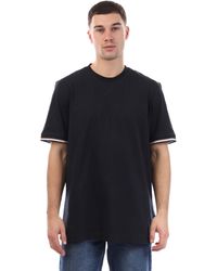 BOSS - Thompson Signature Stripe Cuffs T-shirt In Donkerblauw - Lyst