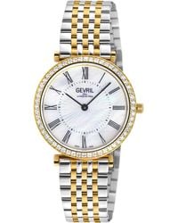 Gevril - Steinway Diamond, Stainless Steel Case, Mop Dial, Two Toned 316L Ipyg Bracelet Watch - Lyst
