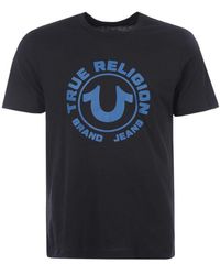 True Religion - T-shirt Met Ronde Hals En Foliepint Van Boeddhagezicht Voor , Zwart - Lyst
