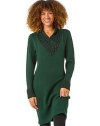 Roman - Overlap V-Neck Knit Dress - Lyst