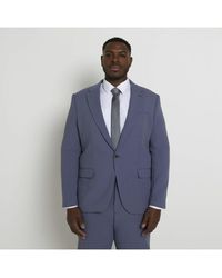 River Island - Suit Jacket Big & Tall Blue Skinny Fit - Lyst