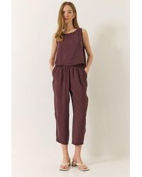 Bianco Lucci - Sleeveless Crew Neck Blouse And Carrof Fıt Pants Set - Lyst