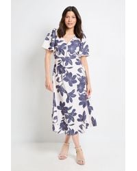 Wallis - Floral Zip Flare Sleeve Midi Dress - Lyst