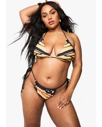 Boohoo - Plus Butterfly Overszied Print Triangle Bikini - Lyst