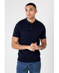 Nines - Dark Knitted Short Sleeve Button-Up Polo Shirt - Lyst