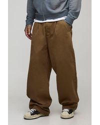 BoohooMAN - Tall Wide Fit Half & Waistband Washed Twill Trouser - Lyst