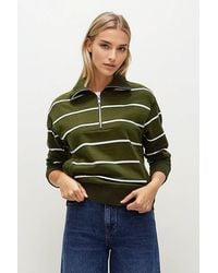 Secret Label - Stripe Zip Neck Sweatshirt Cotton - Lyst