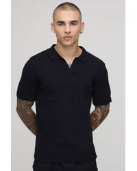 BoohooMAN - Regular Fit Cotton Blend Knitted Polo - Lyst