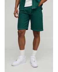 BoohooMAN - Twill Relaxed Fit Contrast Stitch Shorts - Lyst