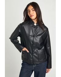 Boohoo - Stand Up Collar Faux Leather Jacket - Lyst
