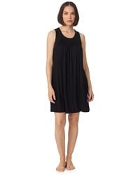 DKNY - Sleeveless Crew Neck Midi Sleep Tank Chemise With Pleats - Lyst