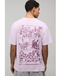 BoohooMAN - Washed Oversized Boxy Floral Print Extended Neck T-Shirt - Lyst